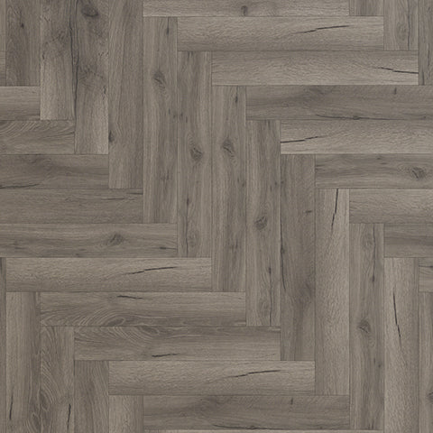 Close-up of Aspen Herringbone Dark Grey Oak 2006-12 8mm Laminate Flooring