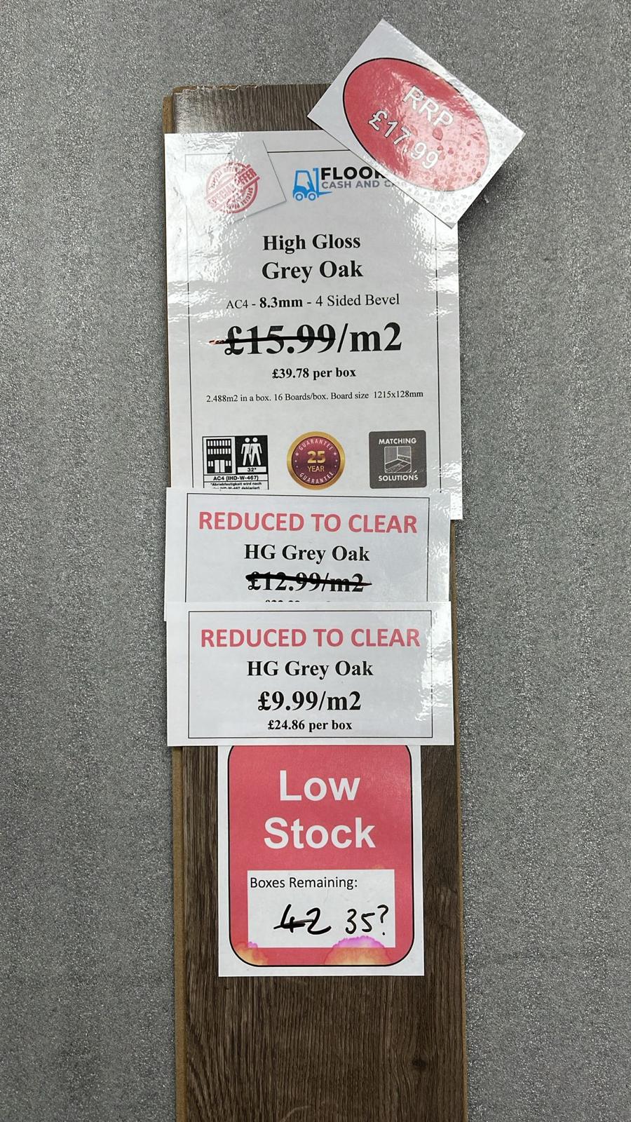 High Gloss Grey Oak 8mm Laminate Flooring