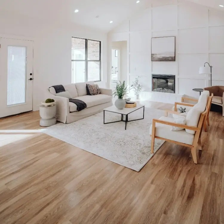 Modern Living Room With Oak Style Brown Laminate Flooring
