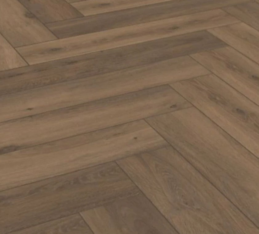 Bonetto Herringbone Smoked Truffle Oak 8mm Laminate Flooring
