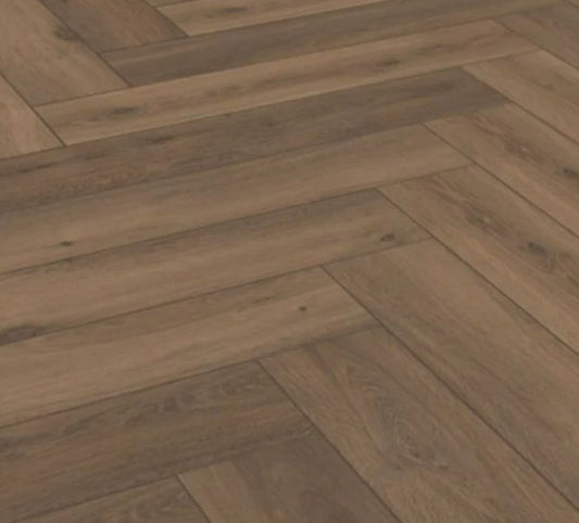 Bonetto Herringbone Smoked Truffle Oak Laminate Flooring
