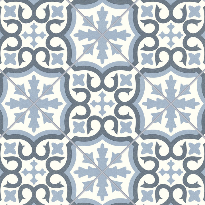 Hathaway Country Living Oxford Blue Tile Vinyl