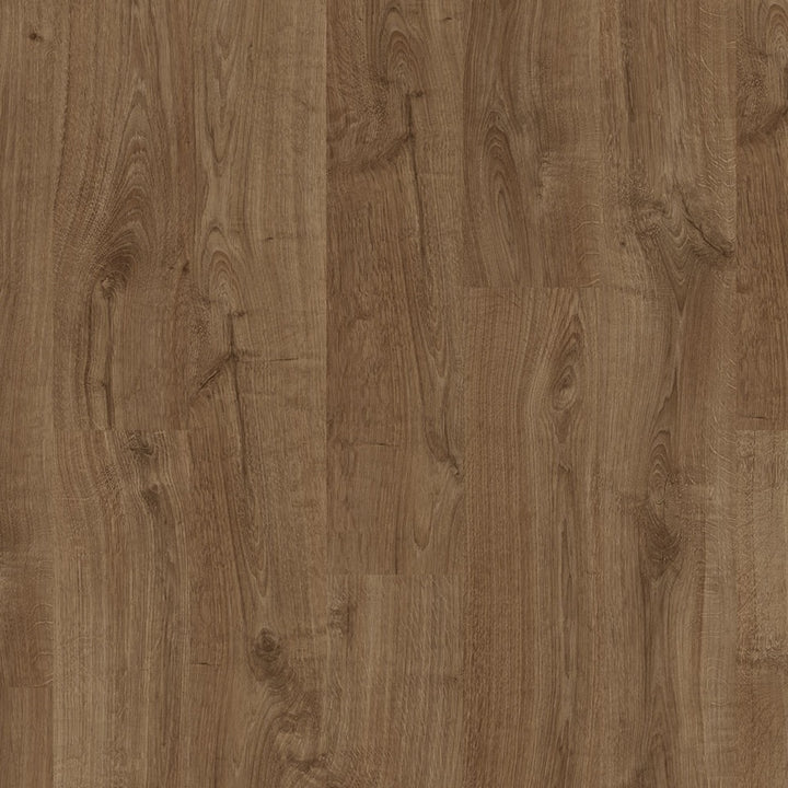 A close-up shot of Quickstep ELIGNA NEWCASTLE OAK BROWN EL3582 8mm Laminate Flooring