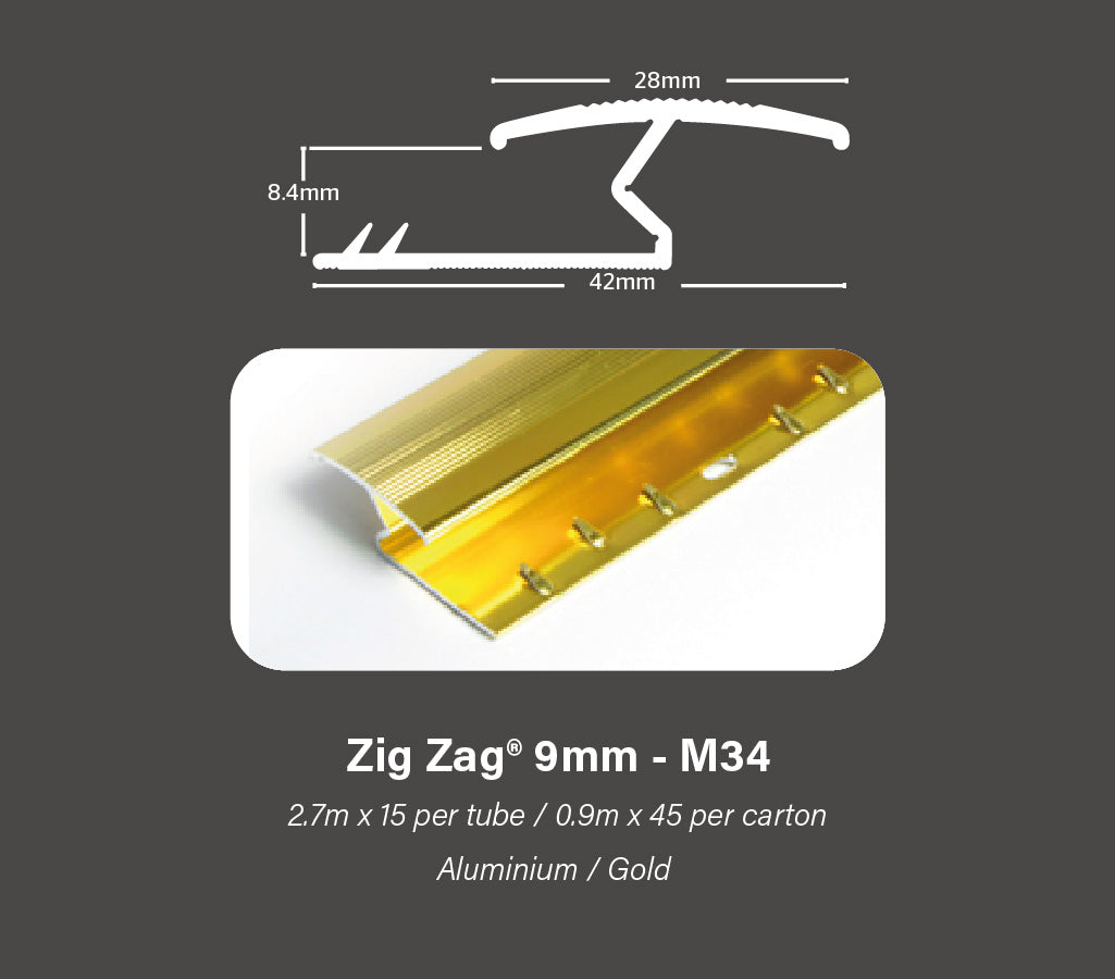 Gripperrods Metals 2.7 Full Tubes M34.g Gold Zig Zag 9mm