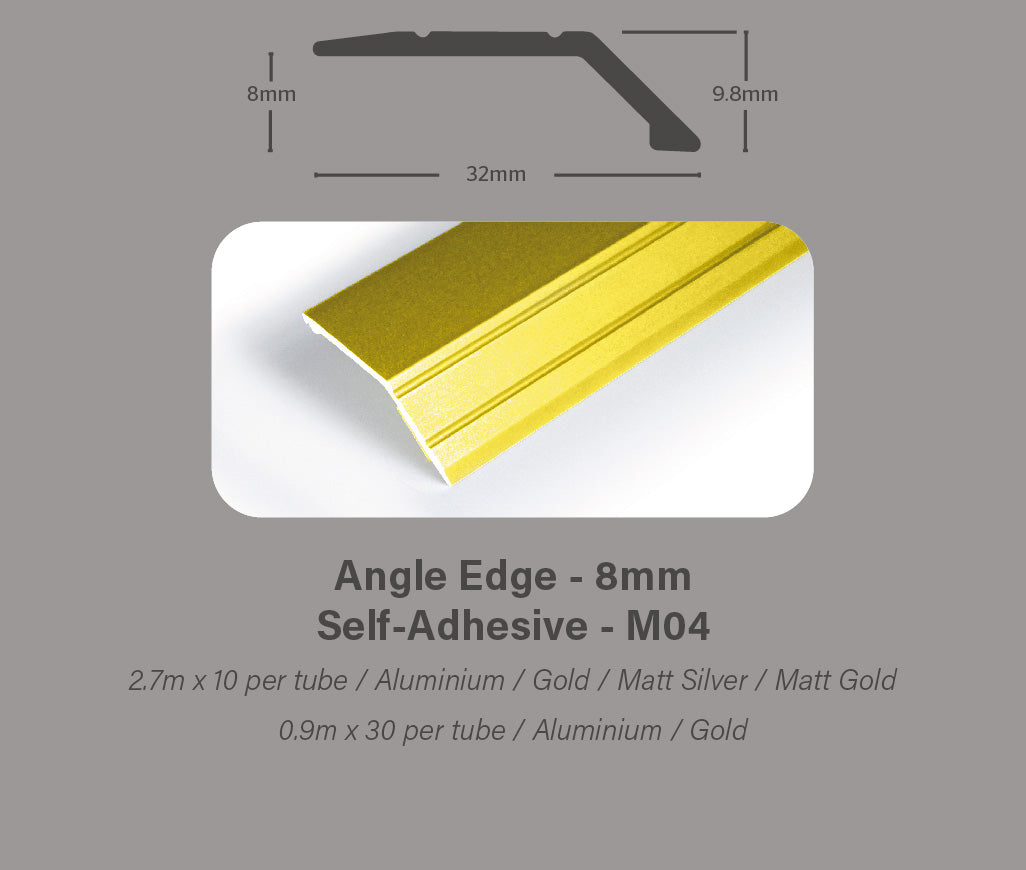 Gripperrods Metals 2.7 Full Tubes M04.mg Matt Gold Angle Edge 8mm S.a