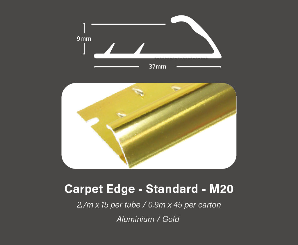 Gripperrods Metals 0.9 Full Tubes M20.g Gold Carpet Edge Standard