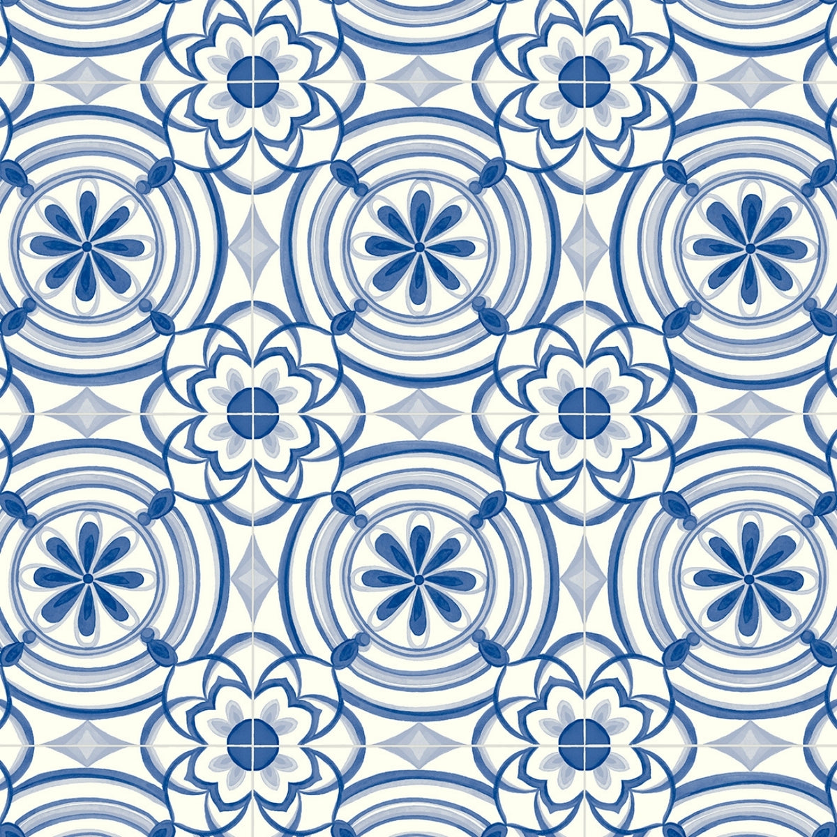 Orlando Blue Spanish Tile Vinyl Flooring