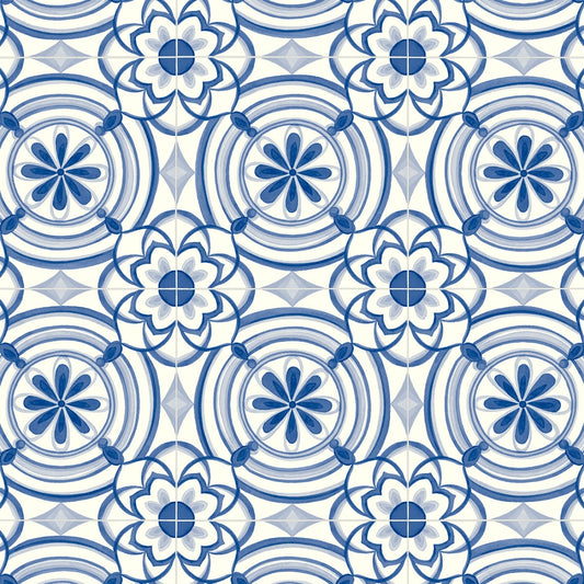 Orlando Blue Spanish Tile Vinyl Flooring