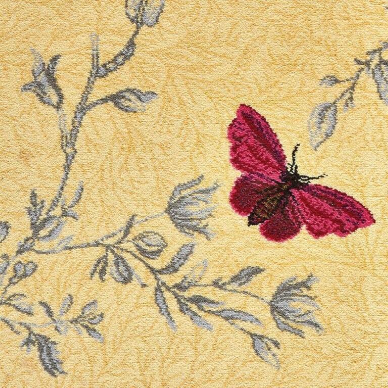 Brintons Timorous Beasties 6/50155 Yellow Ruskin Butterfly Carpet