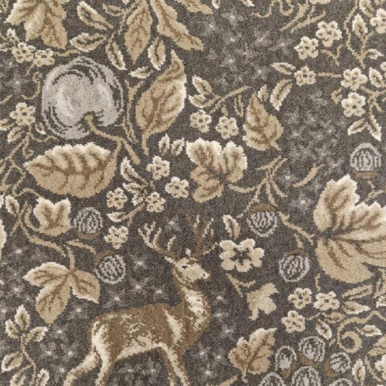 Brintons Purely Natural Flora And Fauna 10/50384 Woodland Stag Graphite Carpet